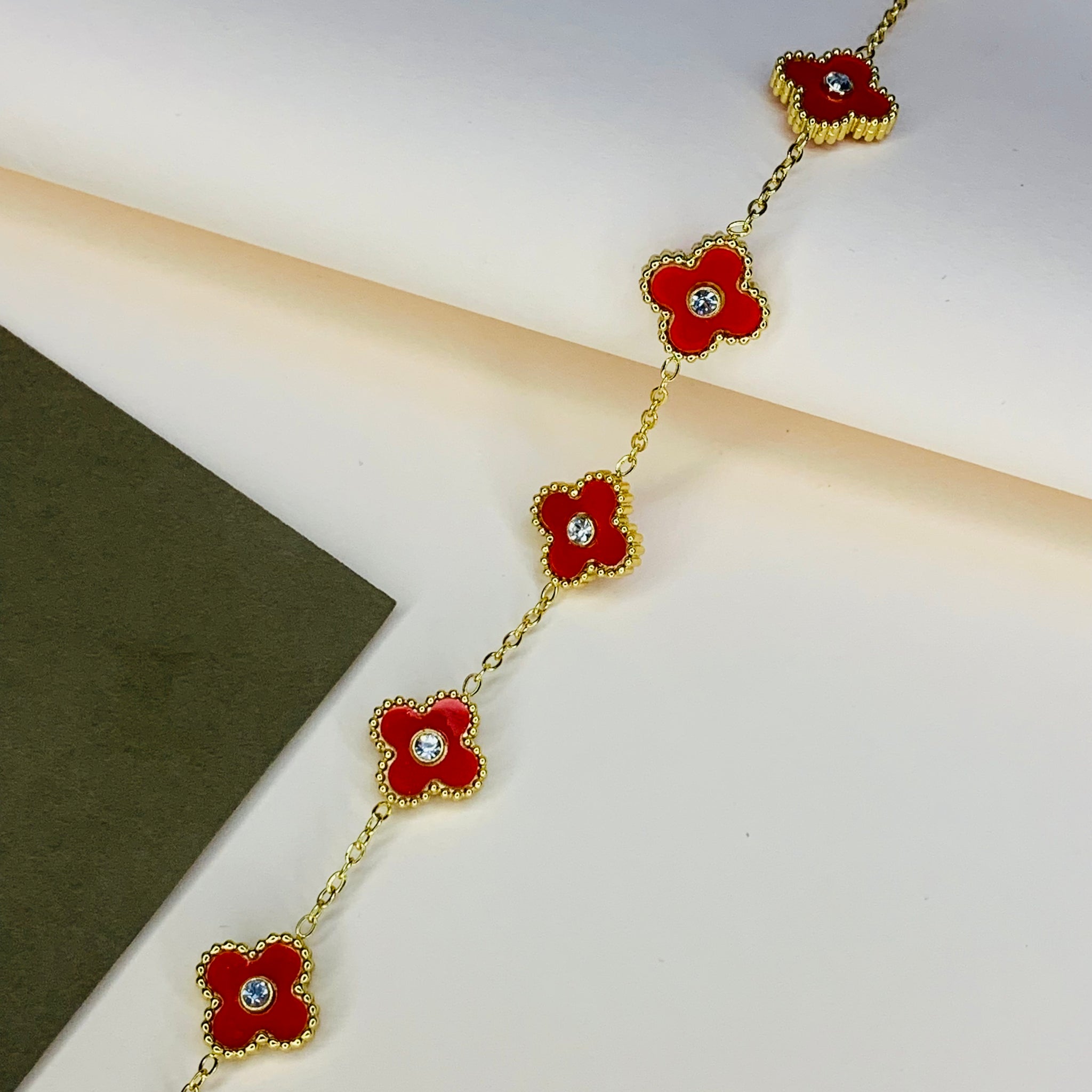 Four Leaf Clover Bracelet - red