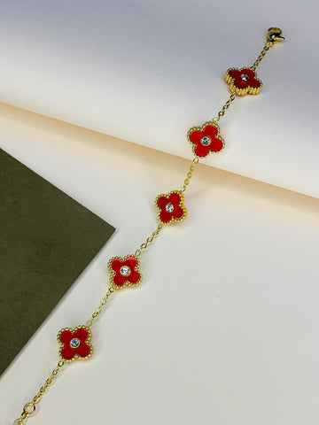 Four Leaf Clover Bracelet - red