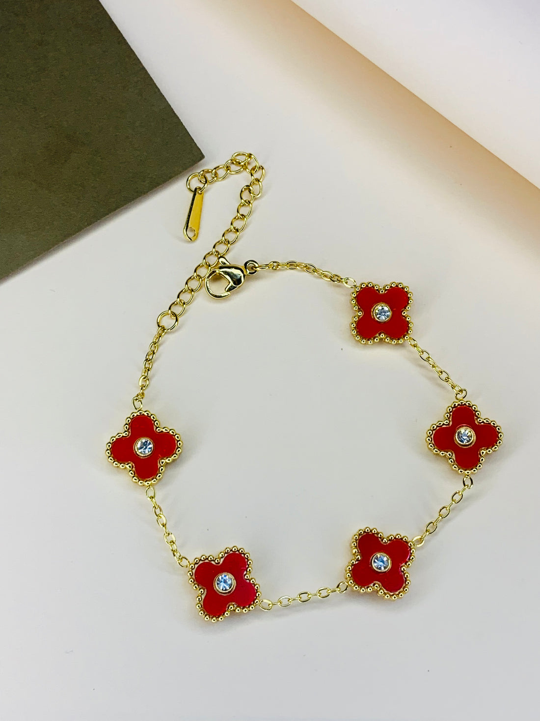 Four Leaf Clover Bracelet - red